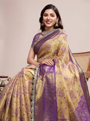 Brown soft silk blend c wevon zari saree 3