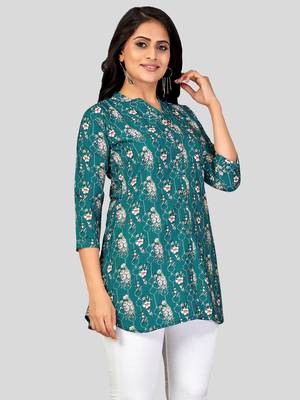 poly crepe printed short kurti 3