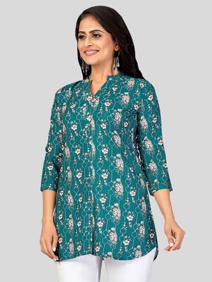  poly crepe printed short kurti 4