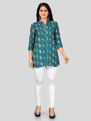  poly crepe printed short kurti 5