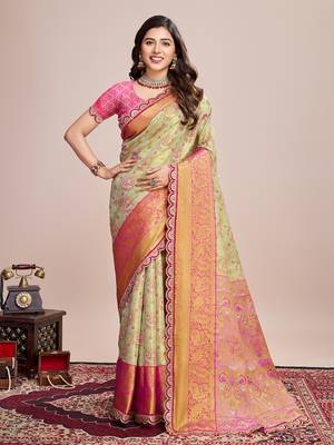 Beige soft silk blend c wevon zari saree 1