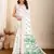 Table printed hand work off white blended coton saree