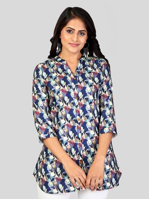  poly crepe printed short kurti 1