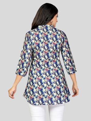  poly crepe printed short kurti 2