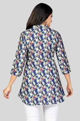  poly crepe printed short kurti