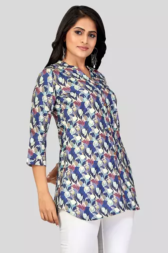  poly crepe printed short kurti