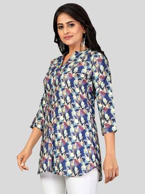  poly crepe printed short kurti 4