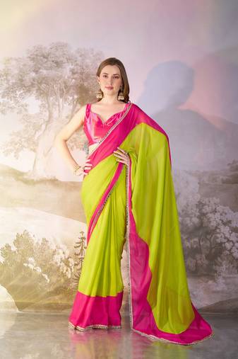 Green chiffon c girlie saree