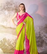 Green chiffon c girlie saree