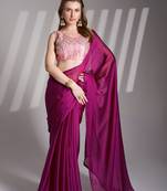 Purple chiffon c girlie saree