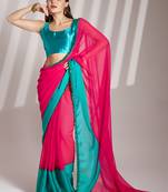 Pink chiffon c girlie saree