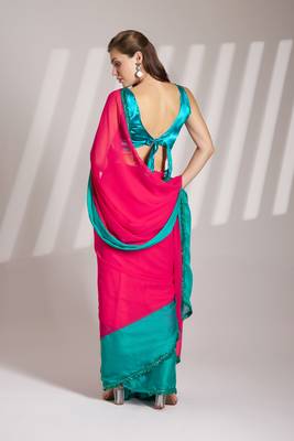 Pink chiffon c girlie saree 2