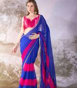 Blue chiffon c girlie saree