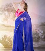 Blue chiffon c girlie saree