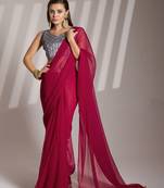 Burgundy shimmer c girlie saree