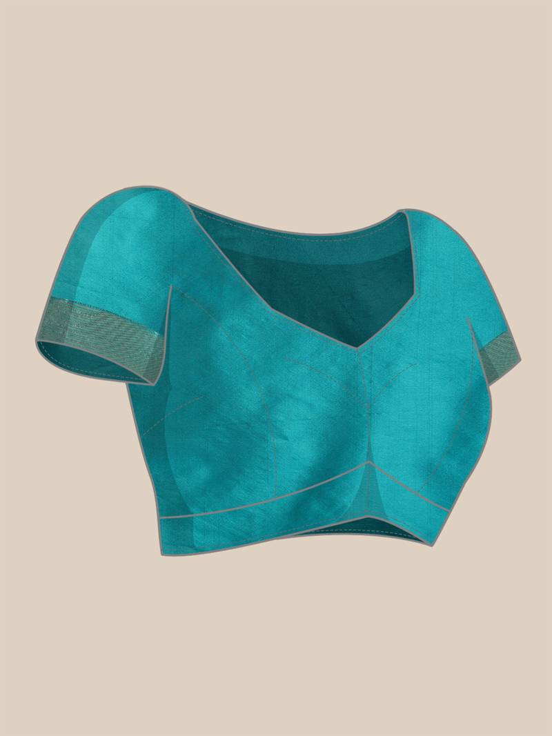 rama green banarasi silk blend jacquard woven golden zari butta saree with blouse piece