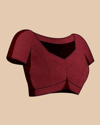 Maroon soft silk blend saree with zari woven  4