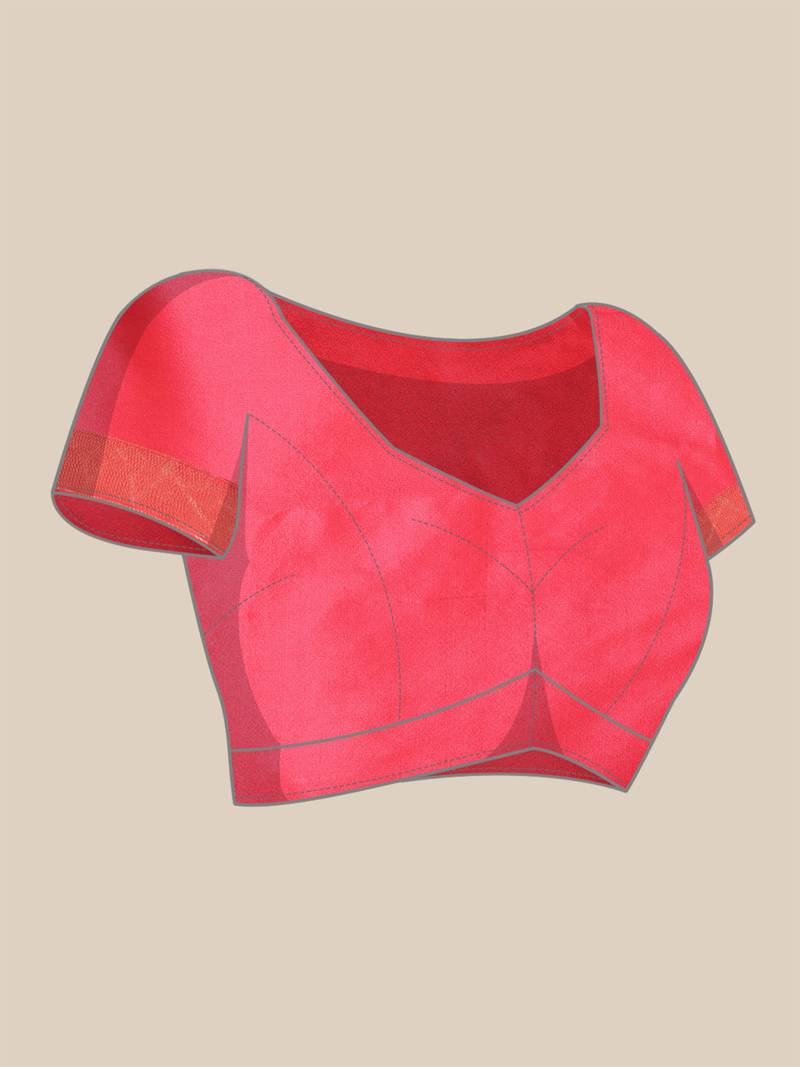 pink banarasi silk blend jacquard woven golden zari butta saree with blouse piece