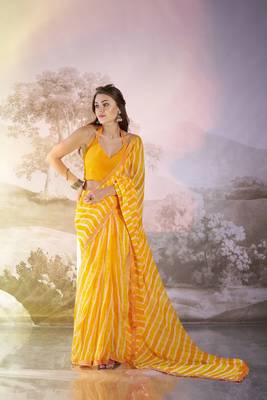 Yellow partywear georgette c bllywood saree 1