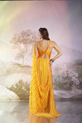 Yellow partywear georgette c bllywood saree 2