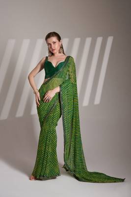Green partywear georgette c bllywood saree 1