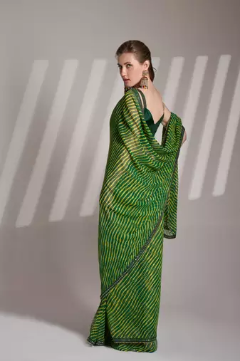 Green partywear georgette c bllywood saree