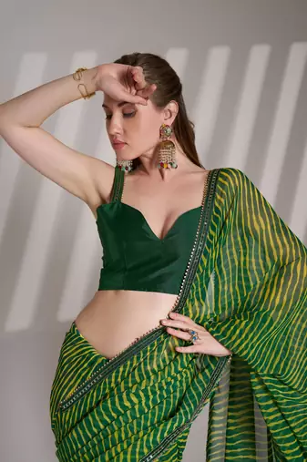 Green partywear georgette c bllywood saree