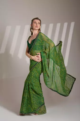 Green partywear georgette c bllywood saree