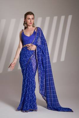 Blue partywear georgette c bllywood saree 1