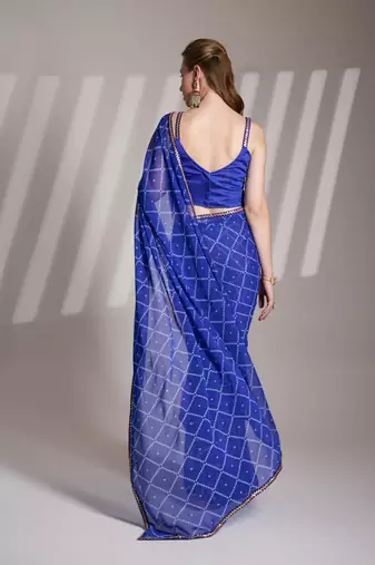 Blue partywear georgette c bllywood saree