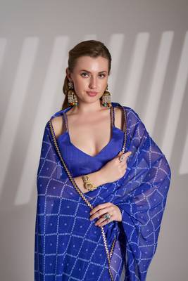 Blue partywear georgette c bllywood saree 3