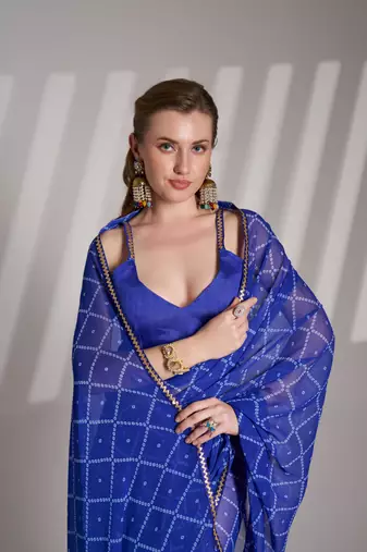 Blue partywear georgette c bllywood saree
