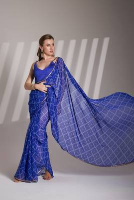 Blue partywear georgette c bllywood saree 4