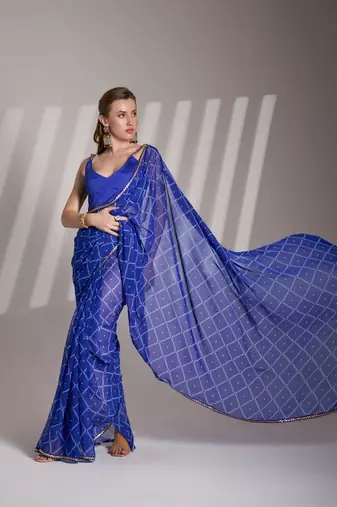 Blue partywear georgette c bllywood saree