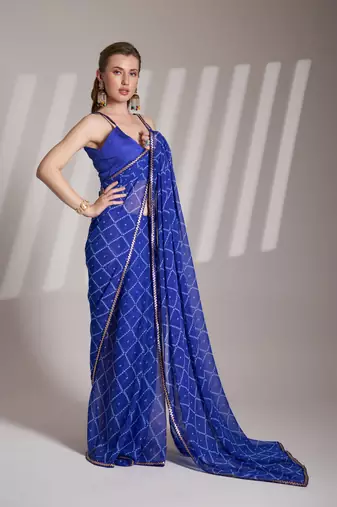 Blue partywear georgette c bllywood saree