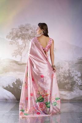 Pink partywear linen c bllywood saree 2