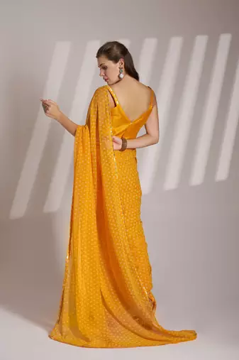 Mustard partywear georgette c bllywood saree