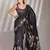 Black partywear linen c bllywood saree