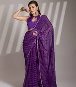 Lavender partywear georgette c bllywood saree