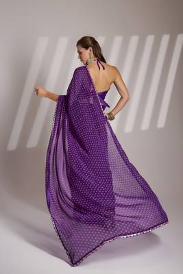 Lavender partywear georgette c bllywood saree 2