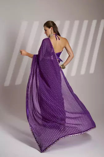 Lavender partywear georgette c bllywood saree