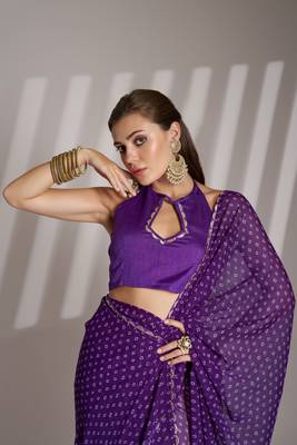 Lavender partywear georgette c bllywood saree 3