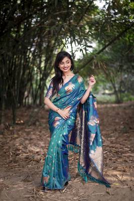 Rama wevon zari nandi moonga silk blend saree 1