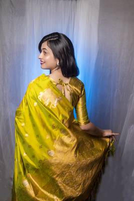 Mahendi wevon zari nandi moonga silk blend saree 2