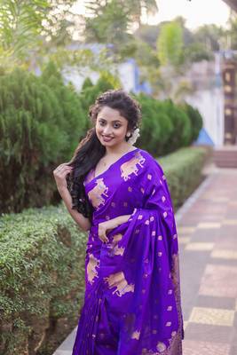 Lavender wevon zari nandi moonga silk blend saree 3