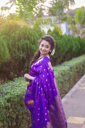 Lavender wevon zari nandi moonga silk blend saree