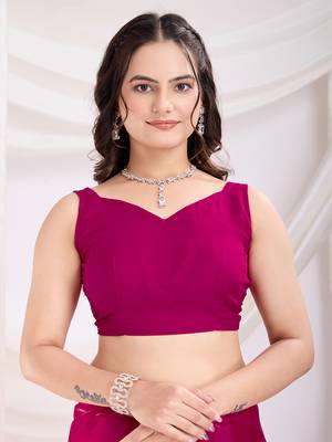 Dark pink jimmi choo c sequins embroidery work ethnic party saree 4