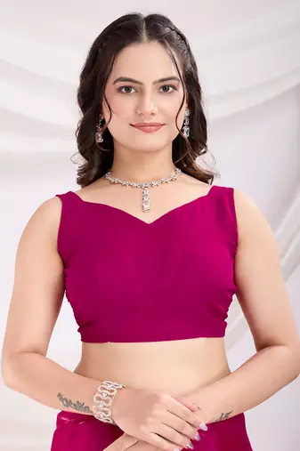 Dark pink jimmi choo c sequins embroidery work ethnic party saree