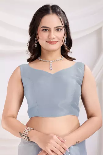 Grey jimmi choo c sequins embroidery work ethnic party saree