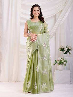 Pista jimmi choo c sequins embroidery work ethnic party saree 1